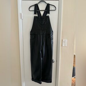 We The Free Black Leather Overalls